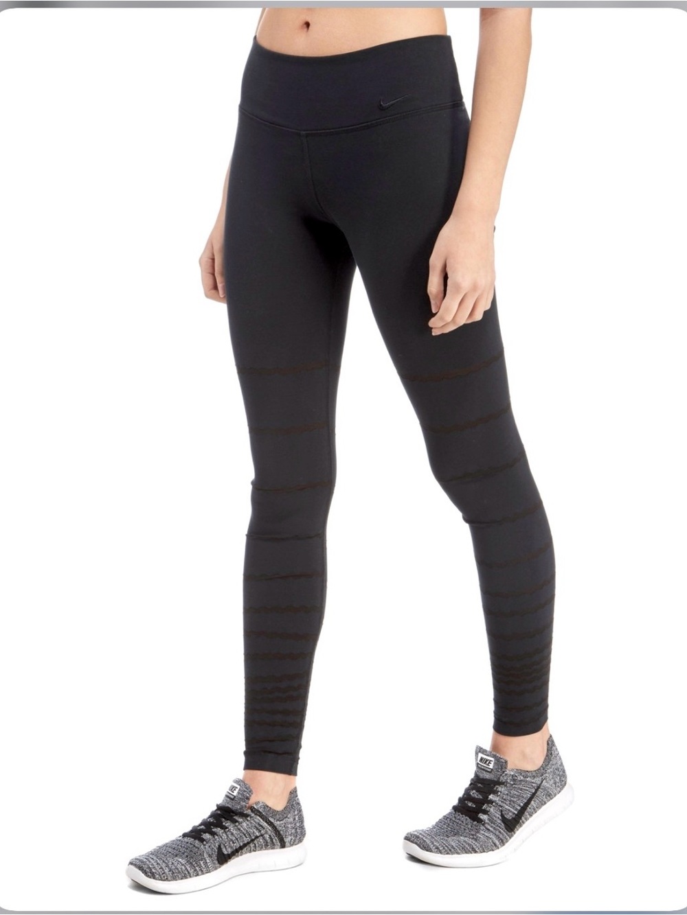 Nike Legend 2.0 Burnout Tights. Dri Fit Black Mesh Detail High-Rise Leggings M
